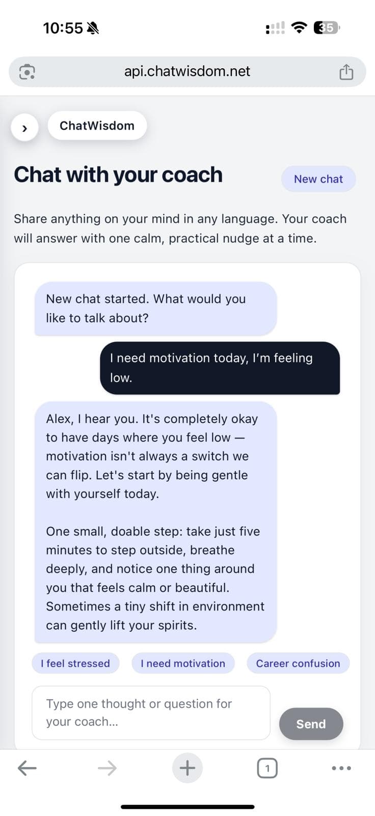 Reflection outcome panel