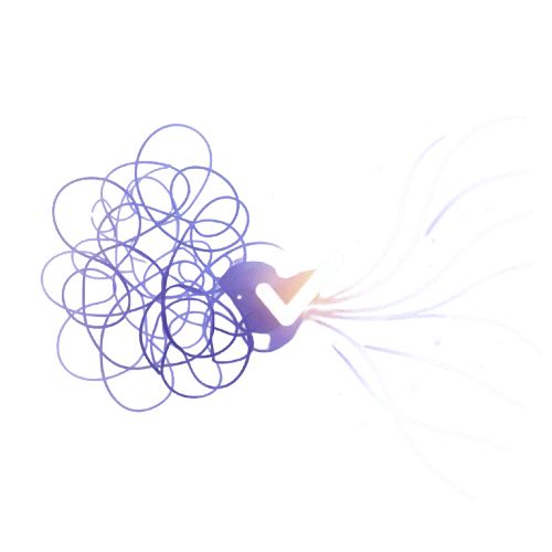 Illustration of a calm brain with reflective pathways